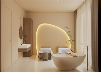 奶油風格美容院裝修設(shè)計效果圖